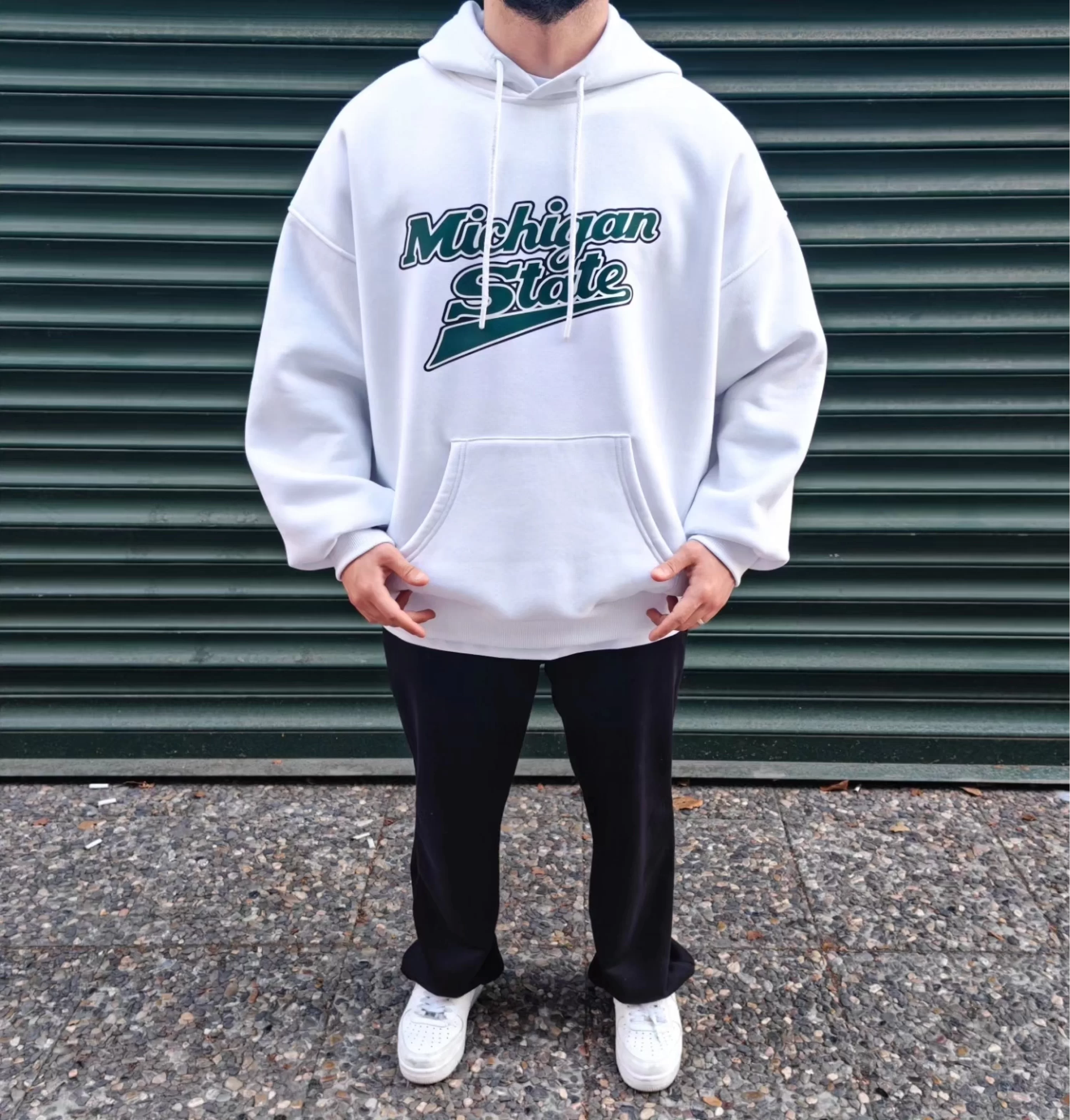 Michigan State Beyaz Oversize Hoodie