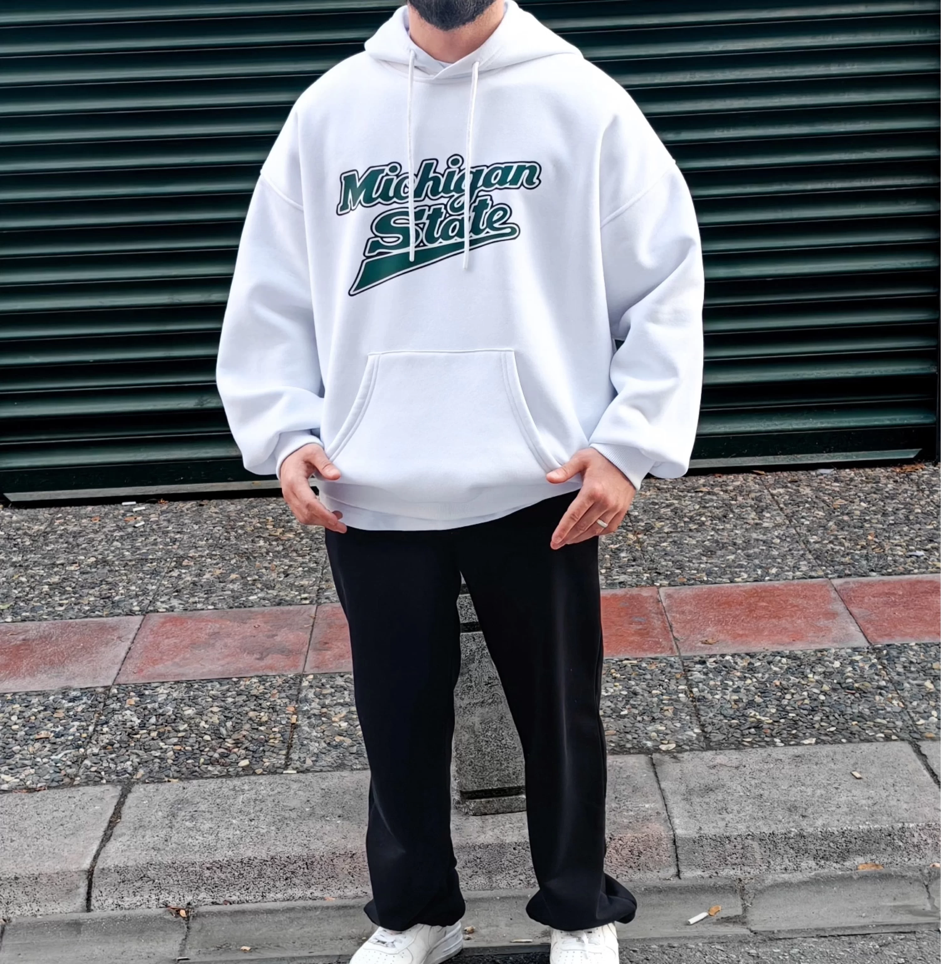 Michigan State Beyaz Oversize Hoodie