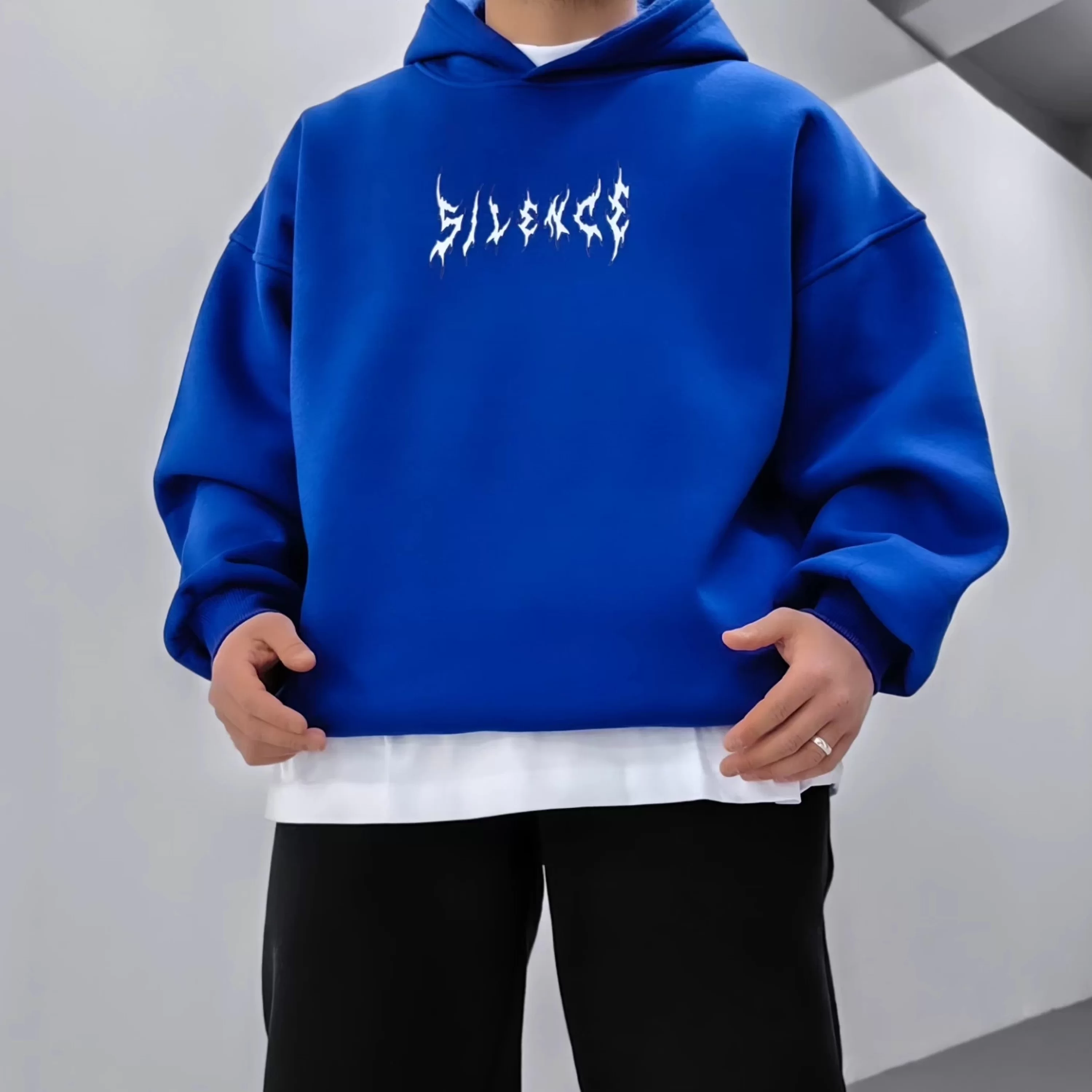 Silence Sax Blue Hoodie Premium Kalıp