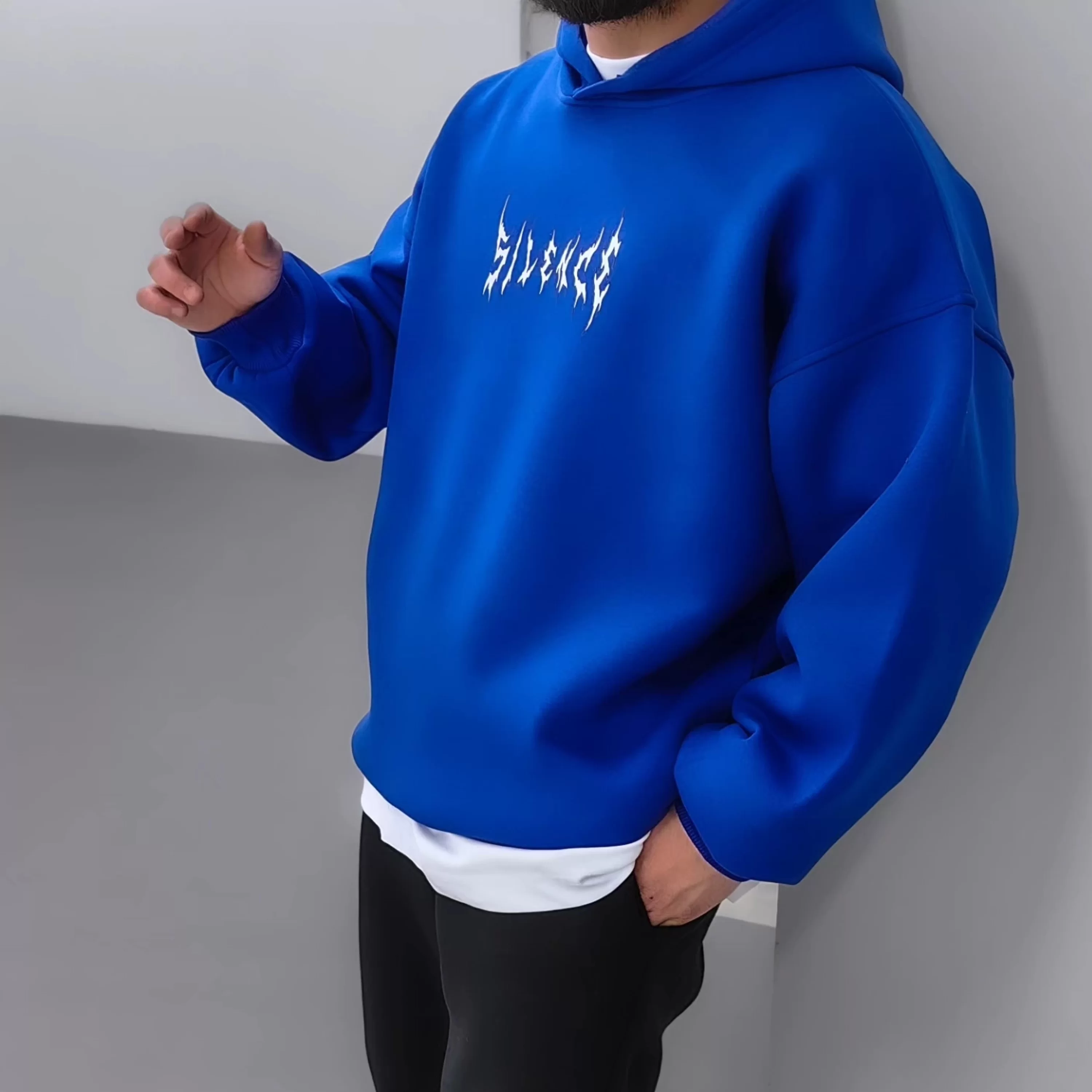 Silence Sax Blue Hoodie Premium Kalıp