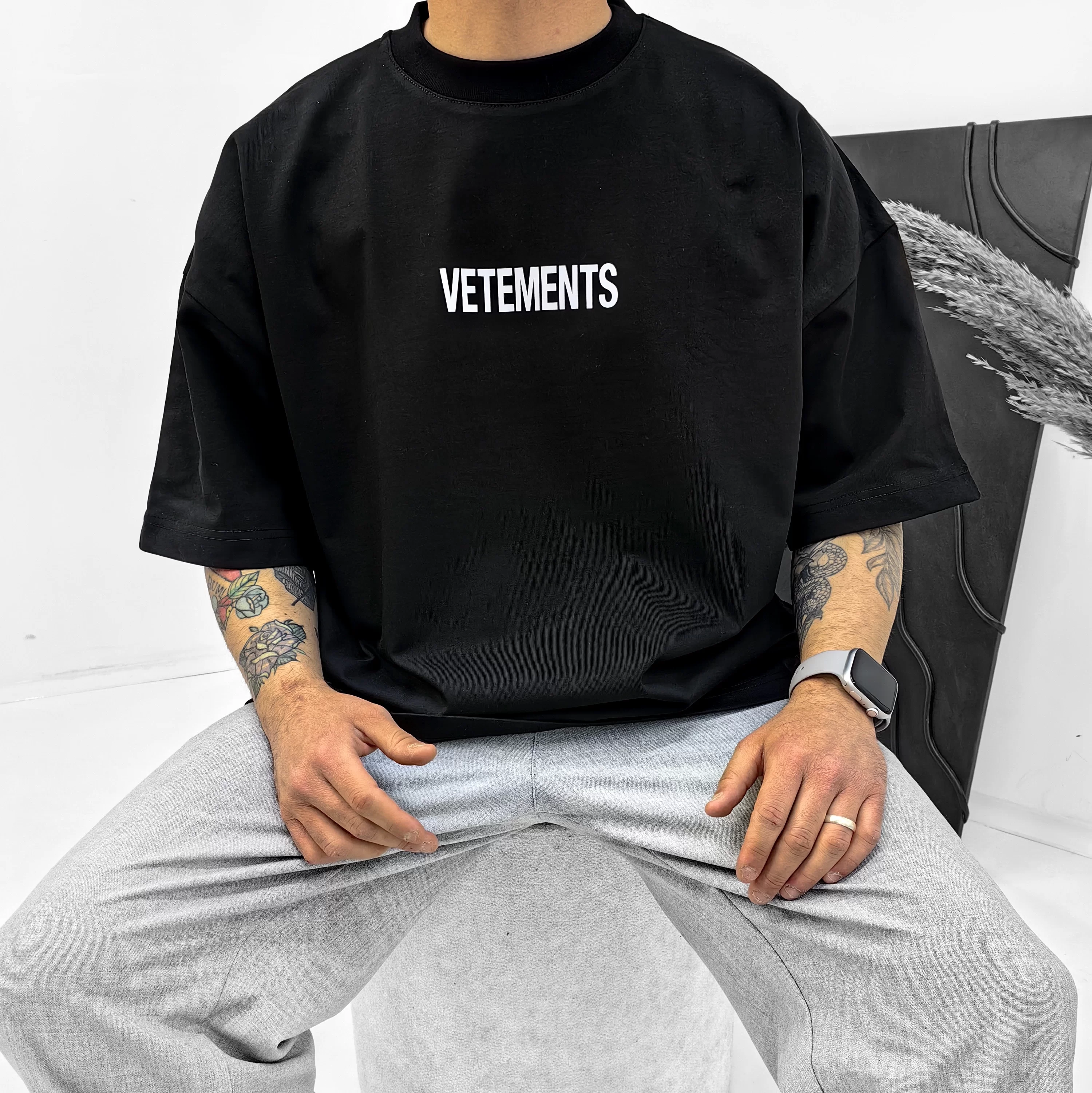 Vetements Siyah Extra Oversize Tshirt