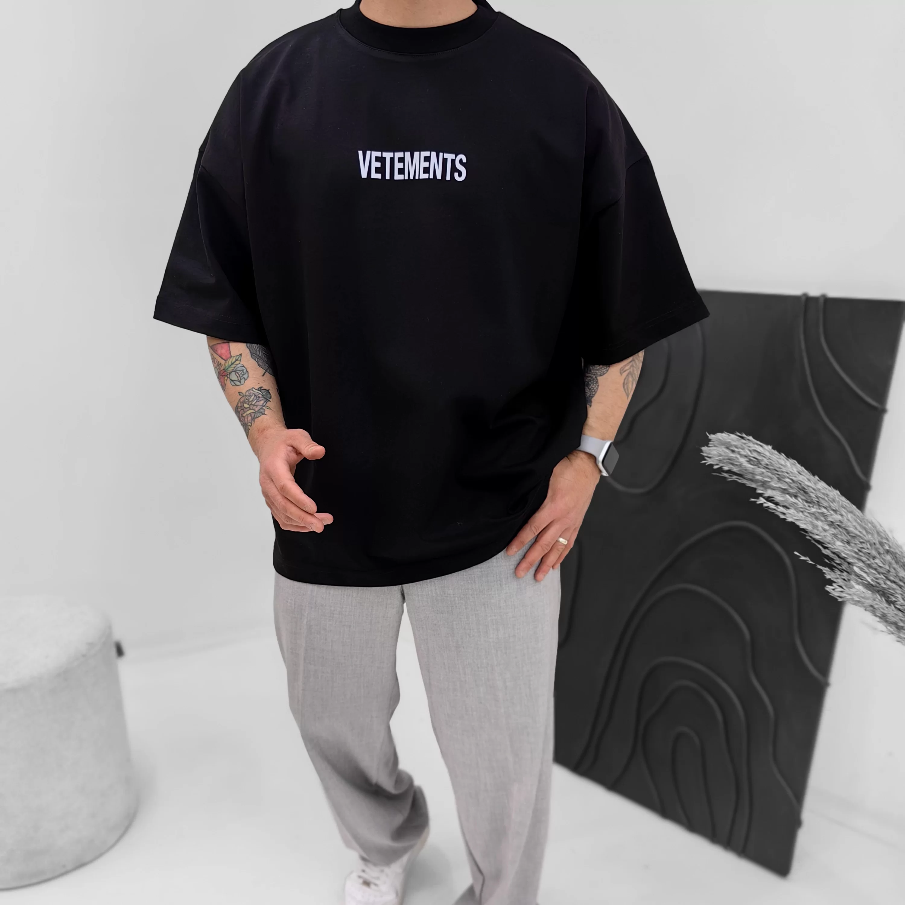 Vetements Siyah Extra Oversize Tshirt