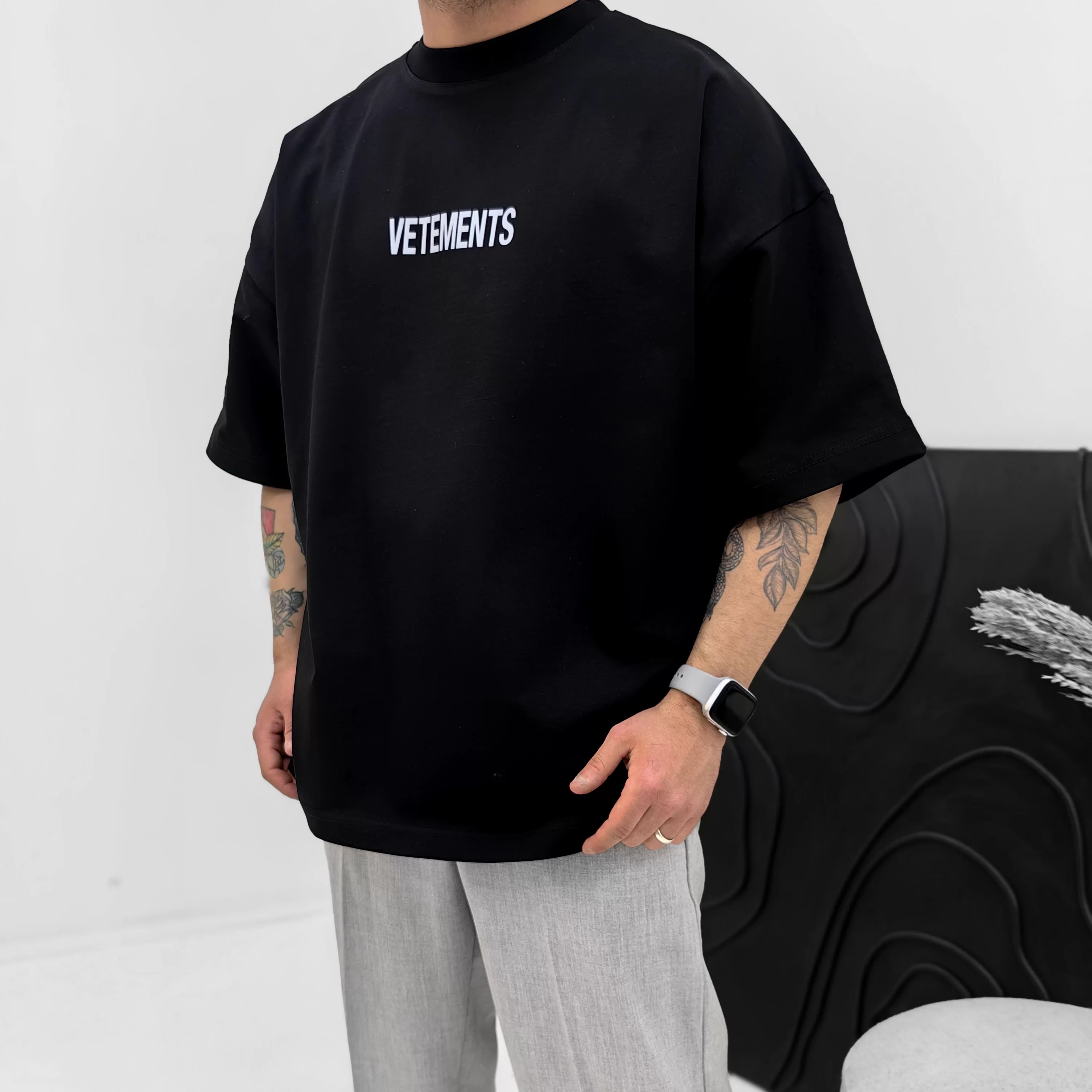 Vetements Siyah Extra Oversize Tshirt