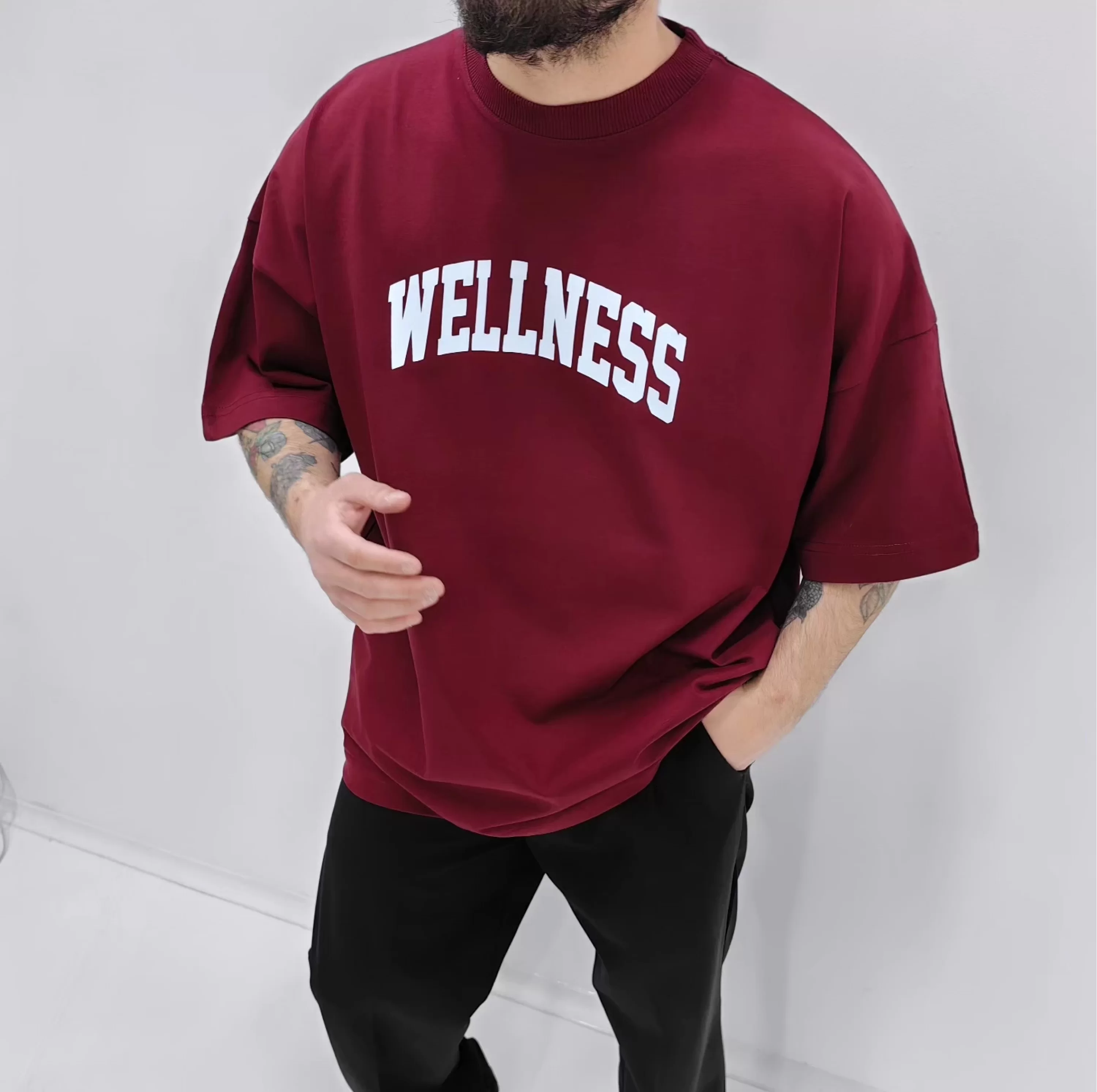 Wellness Bordo Extra Oversize Tshirt