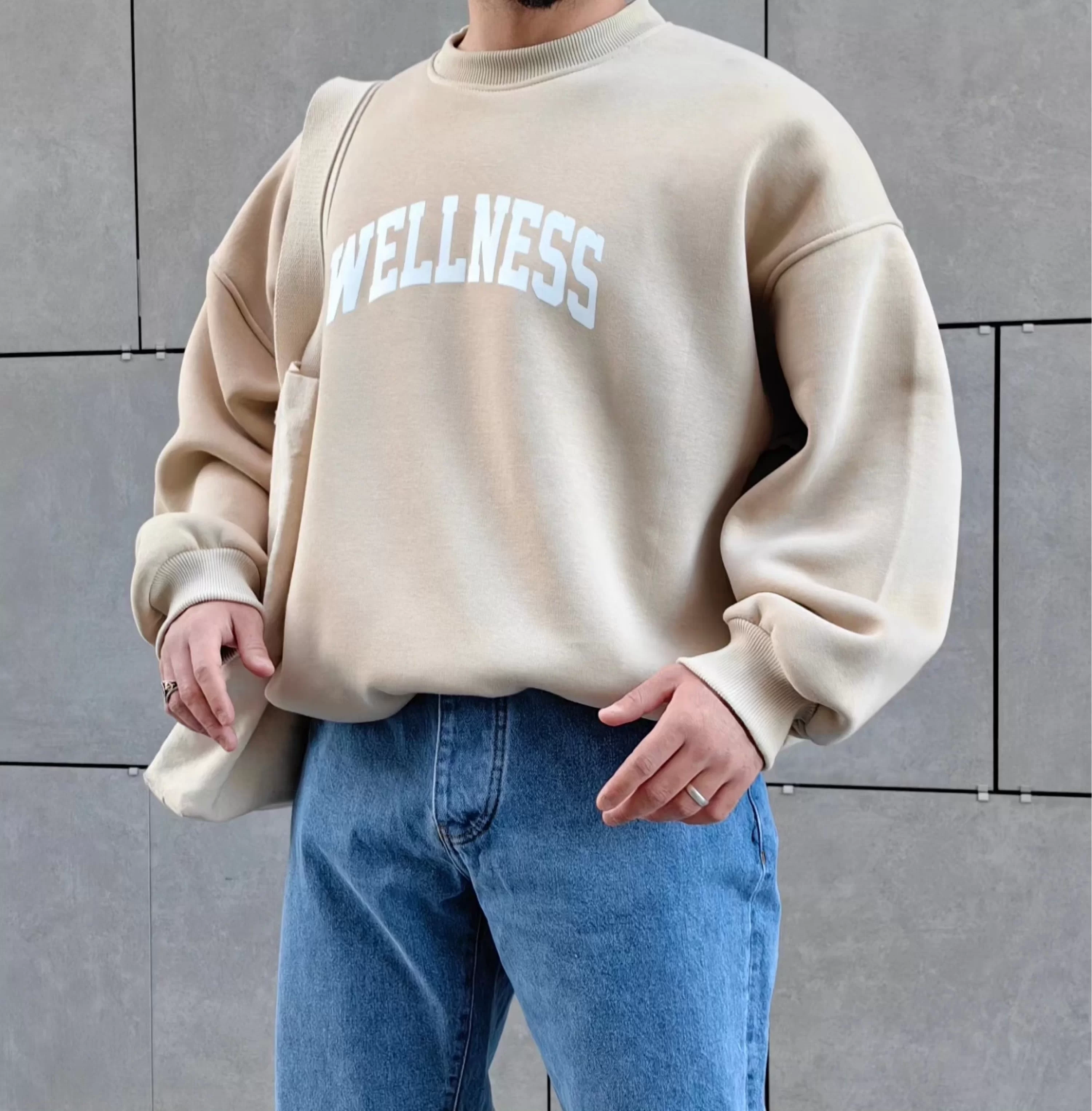 Wellness Camel Oversize Sweatshirt Premium Kalıp