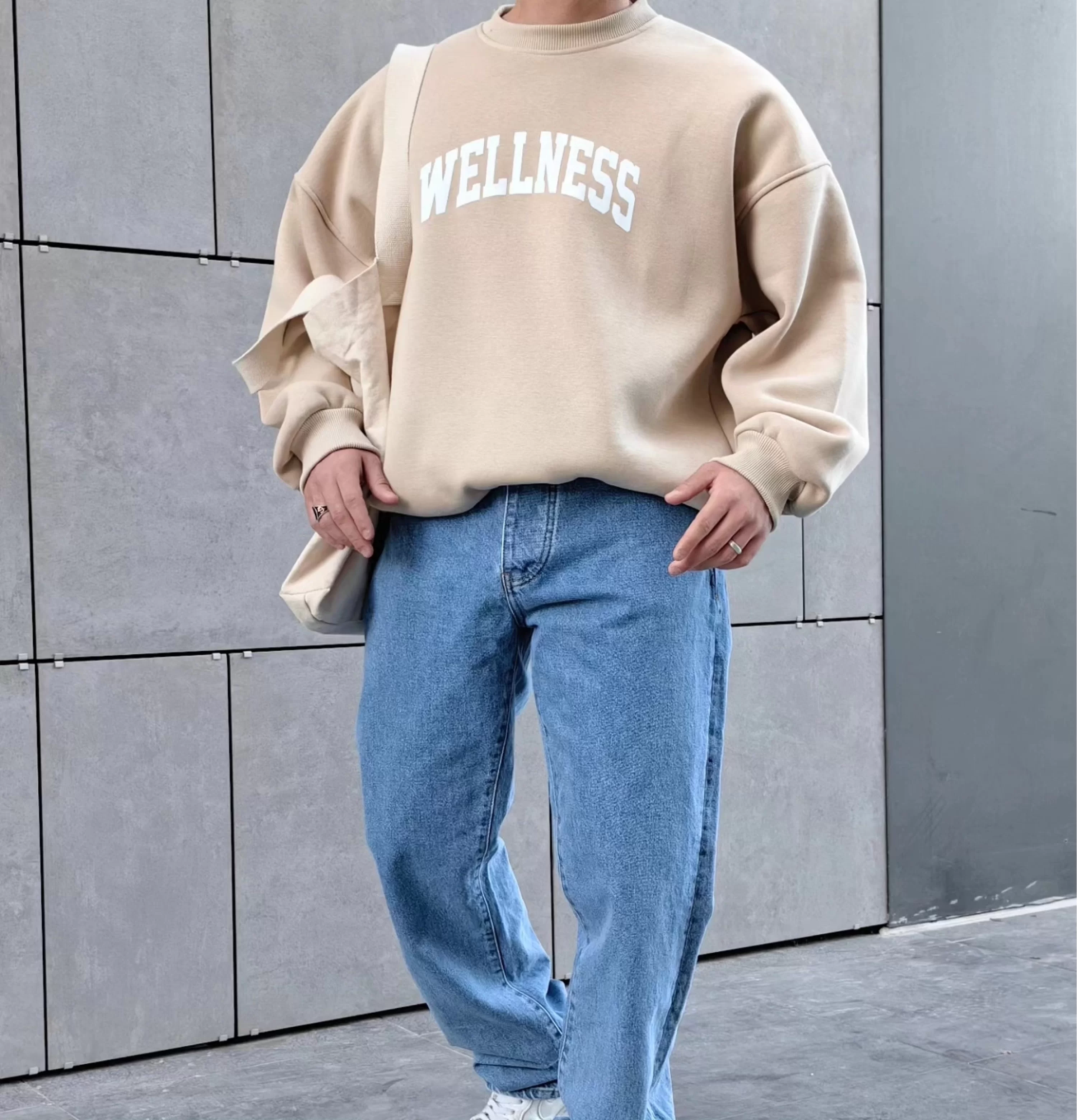 Wellness Camel Oversize Sweatshirt Premium Kalıp