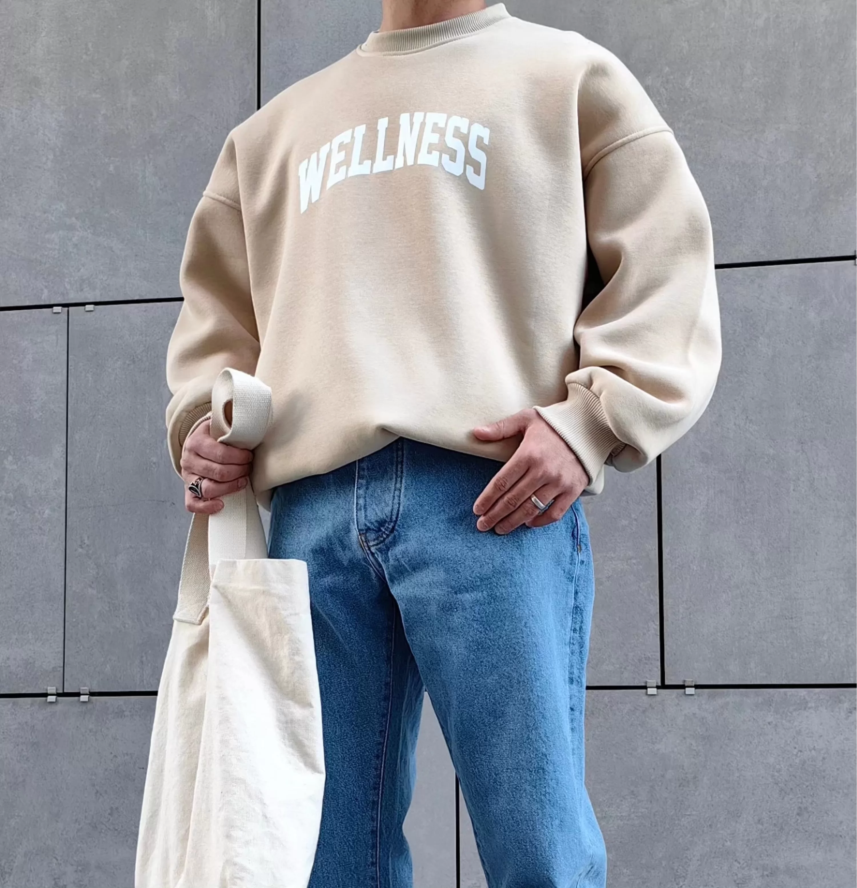 Wellness Camel Oversize Sweatshirt Premium Kalıp