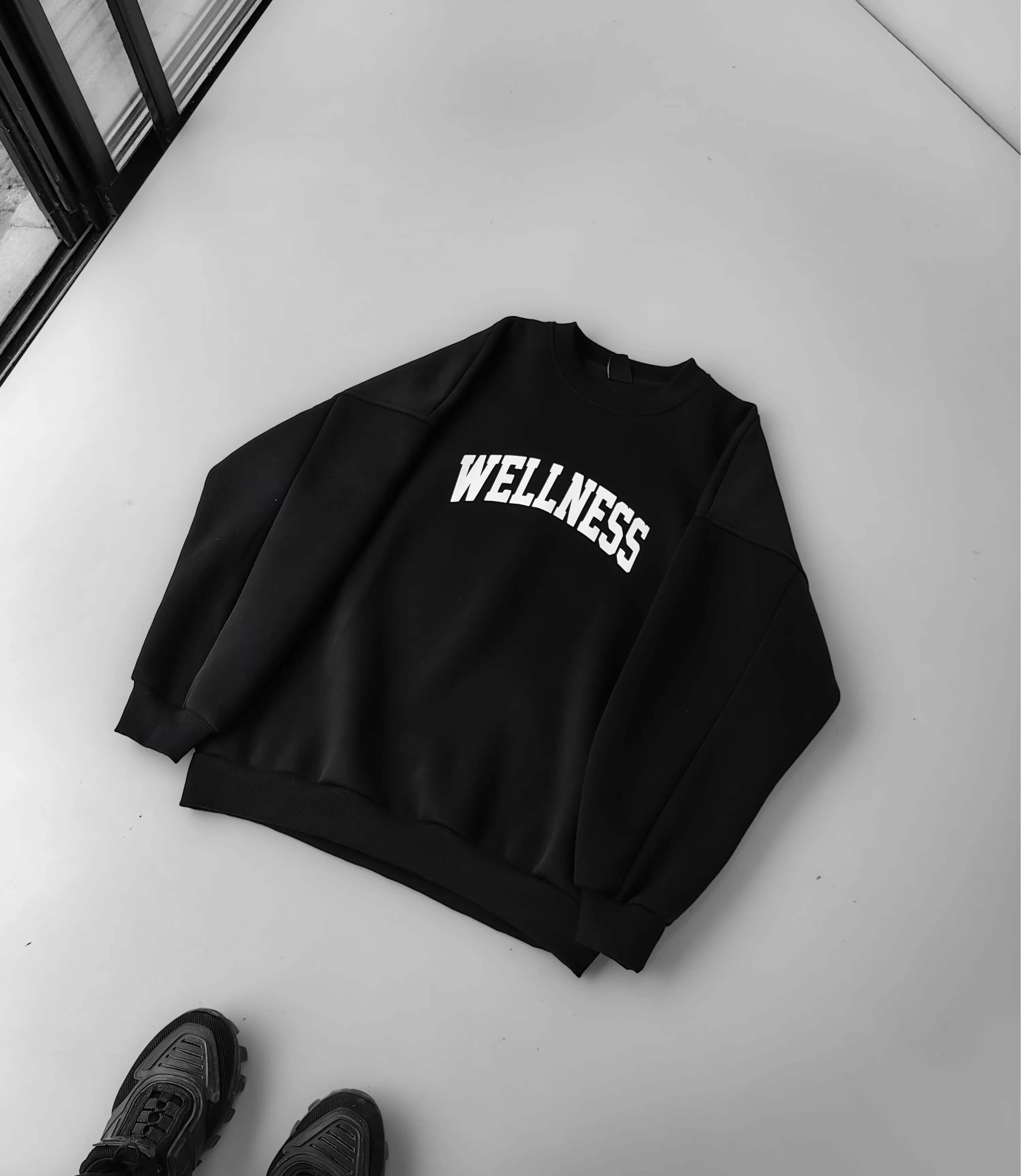 Wellness Siyah Oversize Sweatshirt Premium Kalıp