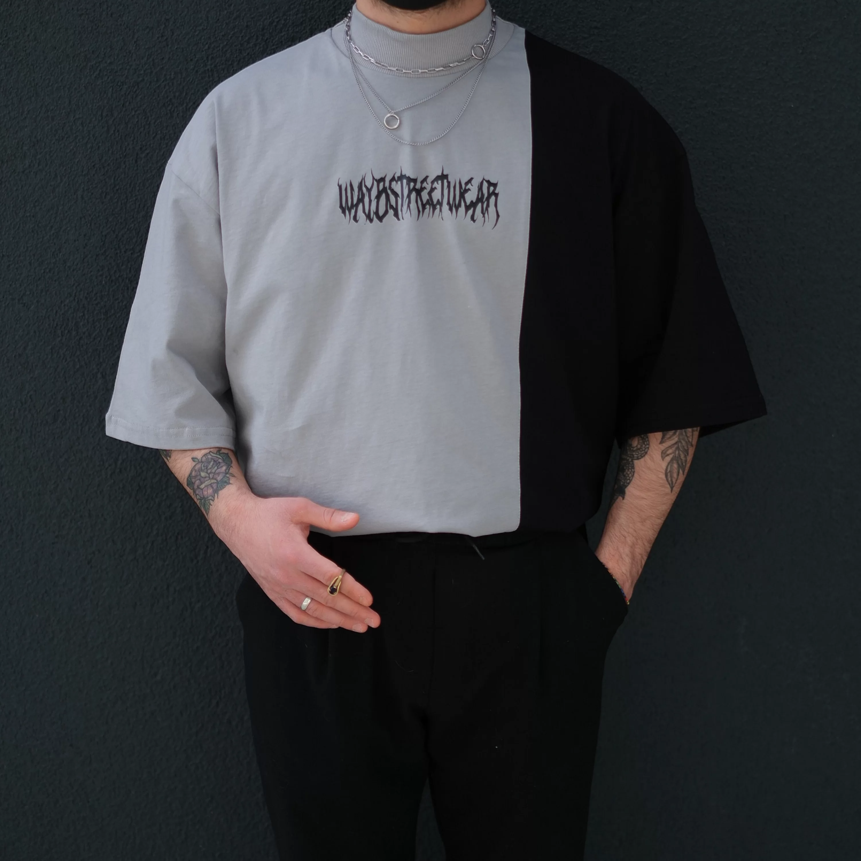 Waybstreetwear Boğazlı Ekstra Oversize Tshirt