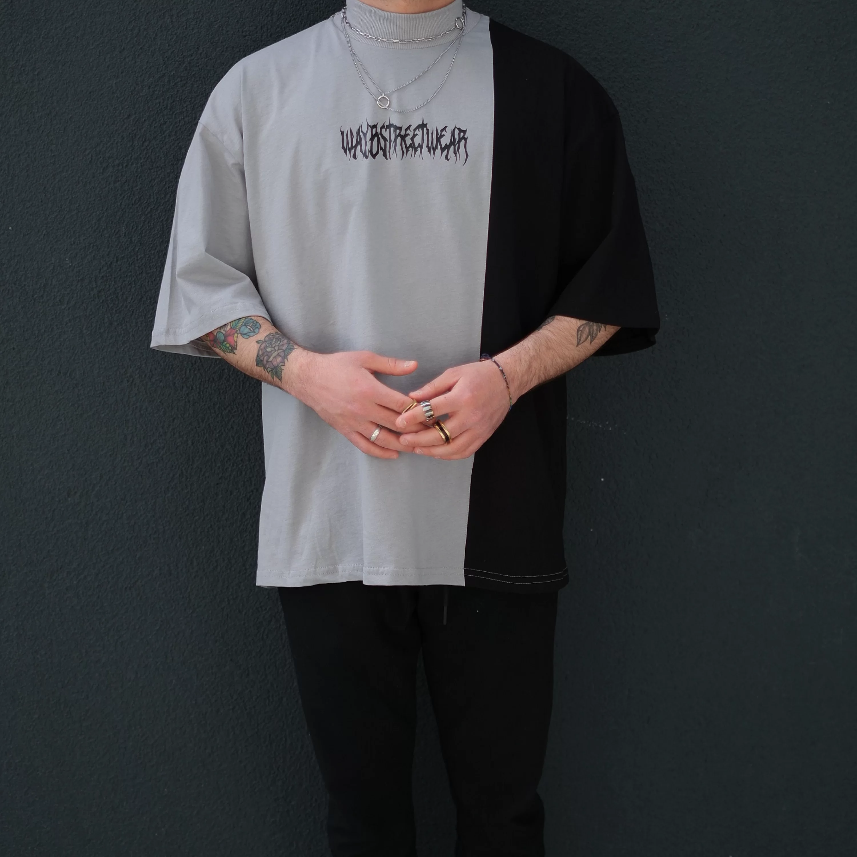 Waybstreetwear Boğazlı Ekstra Oversize Tshirt