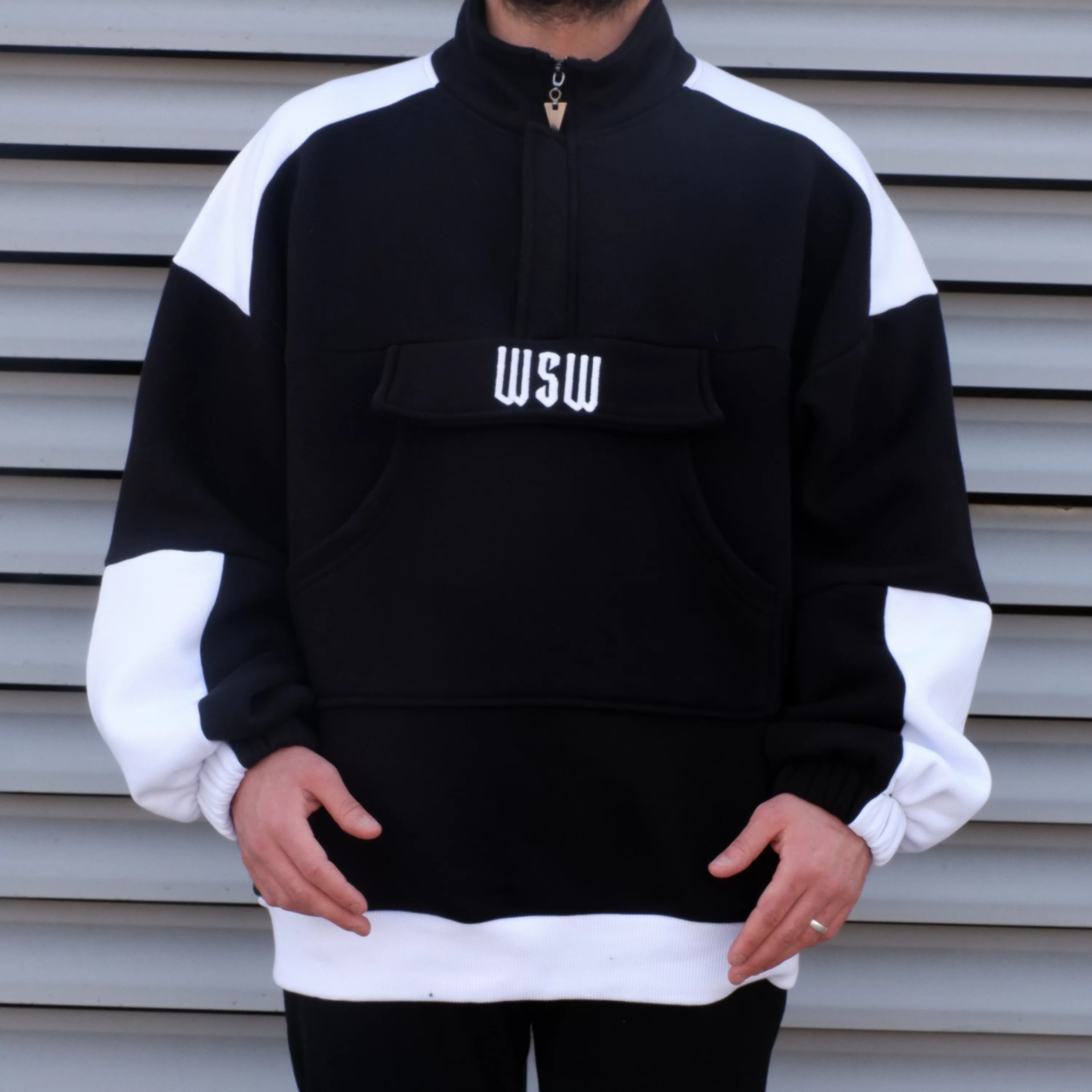 WSW Fermuar Detaylı Ekstra Oversize Kanguru Sweatshirt
