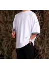 Şerit Ribana Beyaz Oversize Tshirt