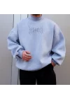 Silence Gri Melanj Boğazlı Oversize Sweatshirt Premium Kalıp