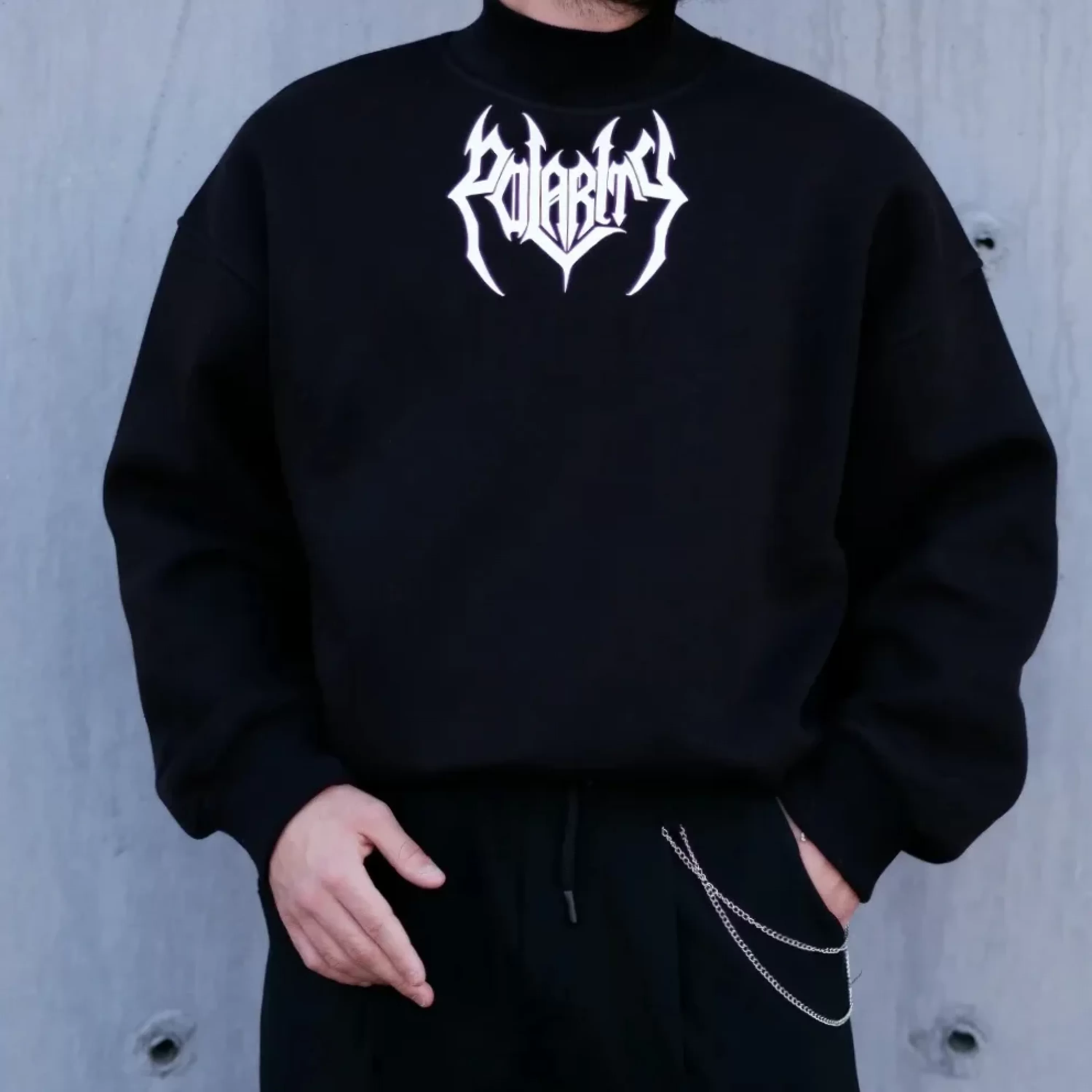 Polarity Siyah Boğazlı Oversize Sweatshirt