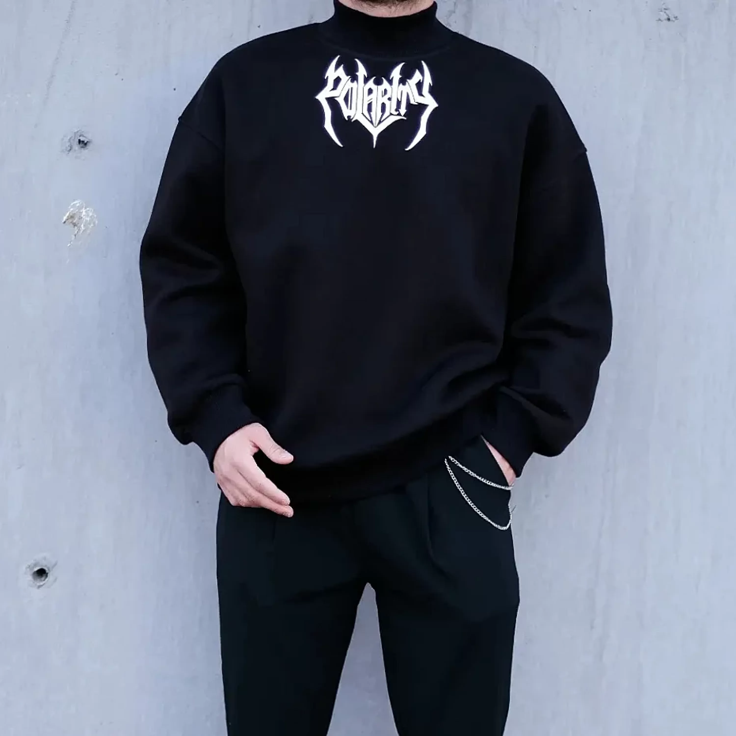 Polarity Siyah Boğazlı Oversize Sweatshirt