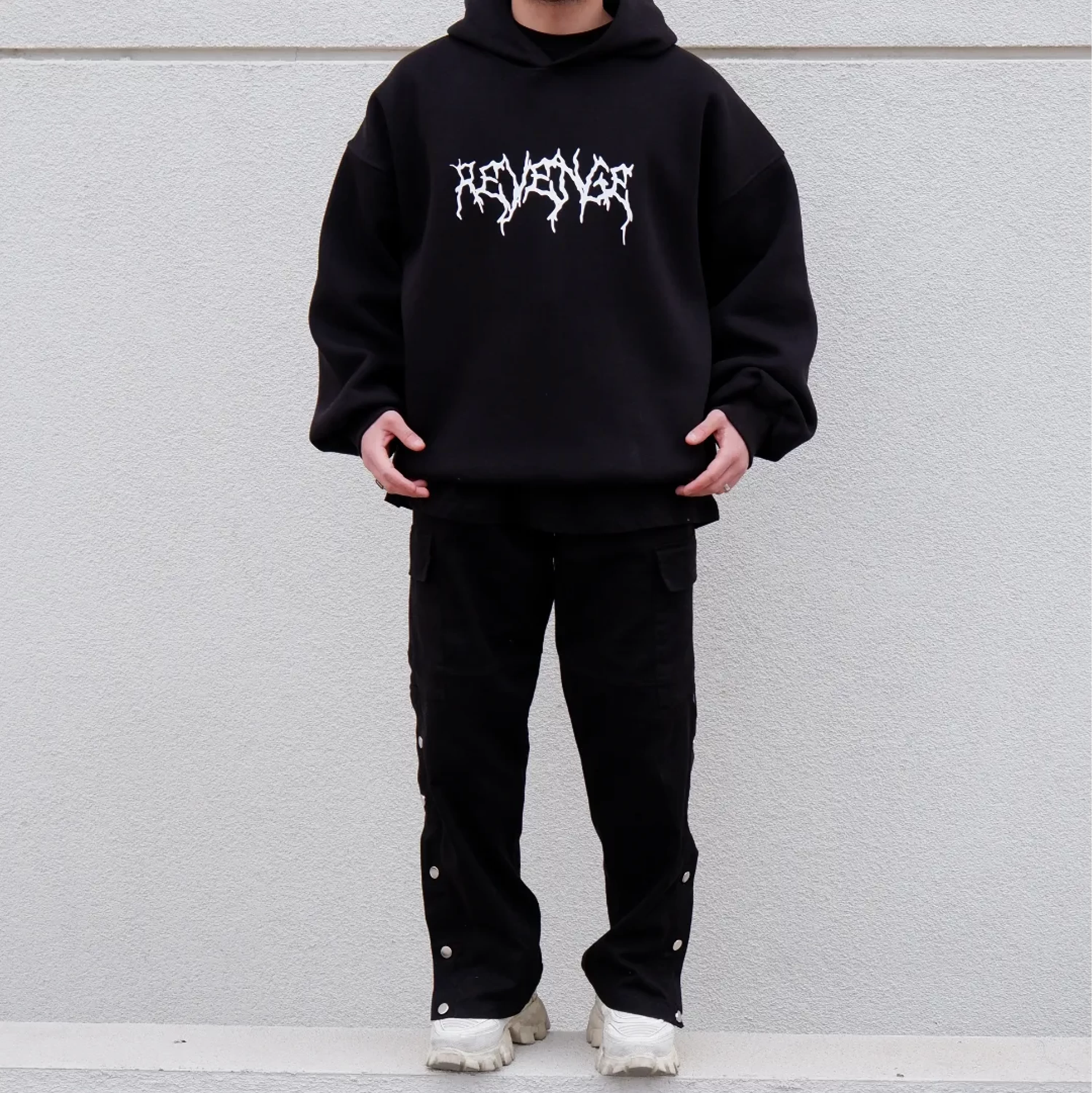 Revenge Black Oversize Hoodie Premium Kalıp