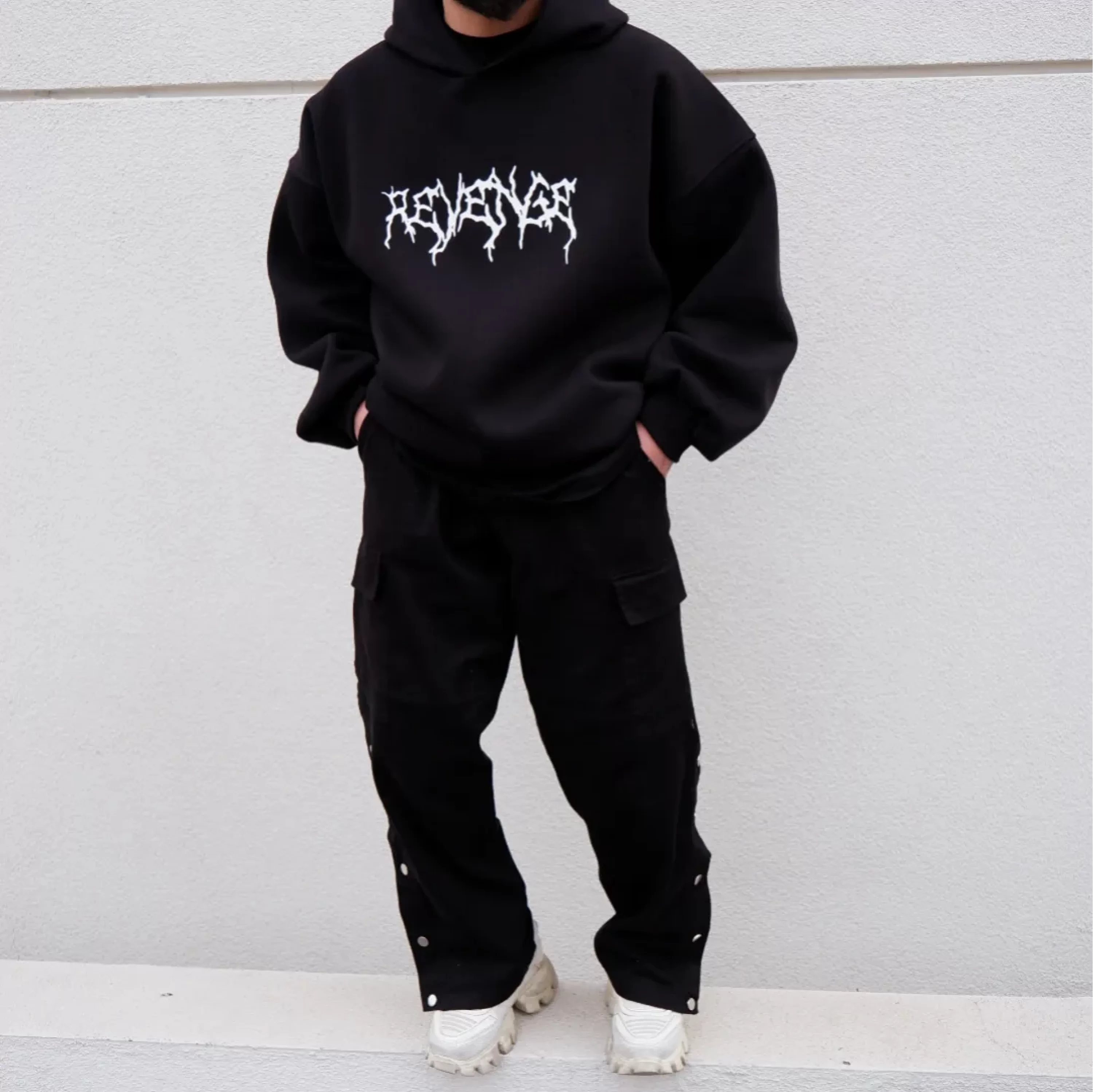 Revenge Black Oversize Hoodie Premium Kalıp