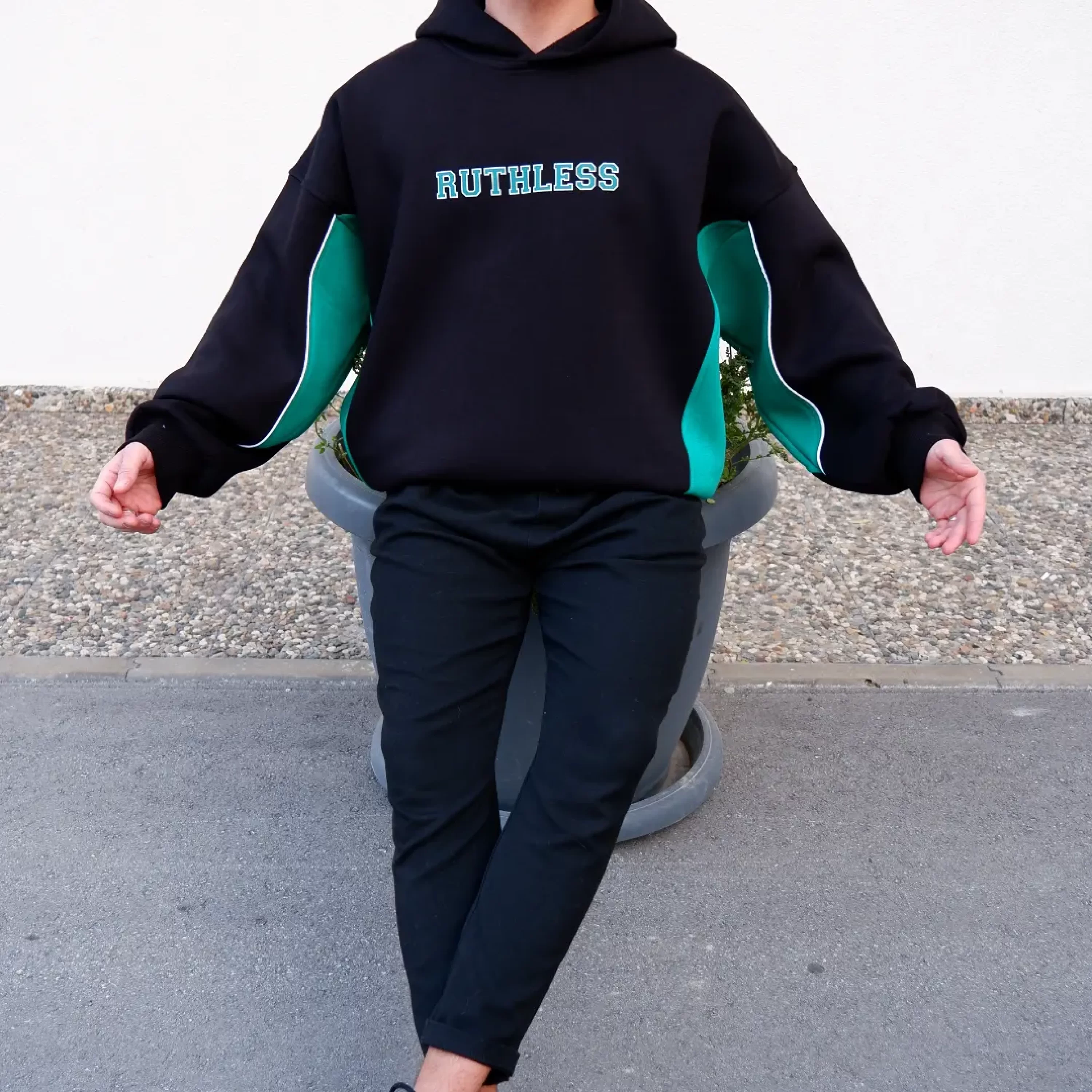 Ruthless Parçalı Oversize Hoodie Premium Kalıp