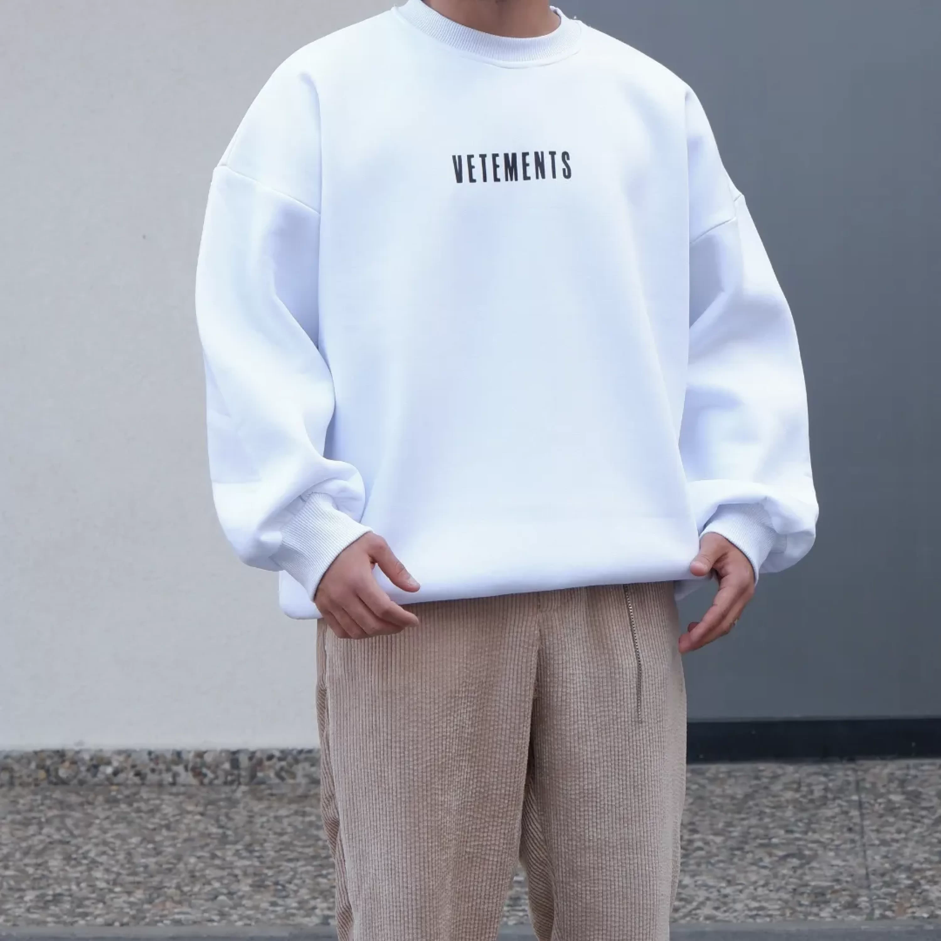 Vetements Beyaz Premium Kalıp Oversize Sweatshirt