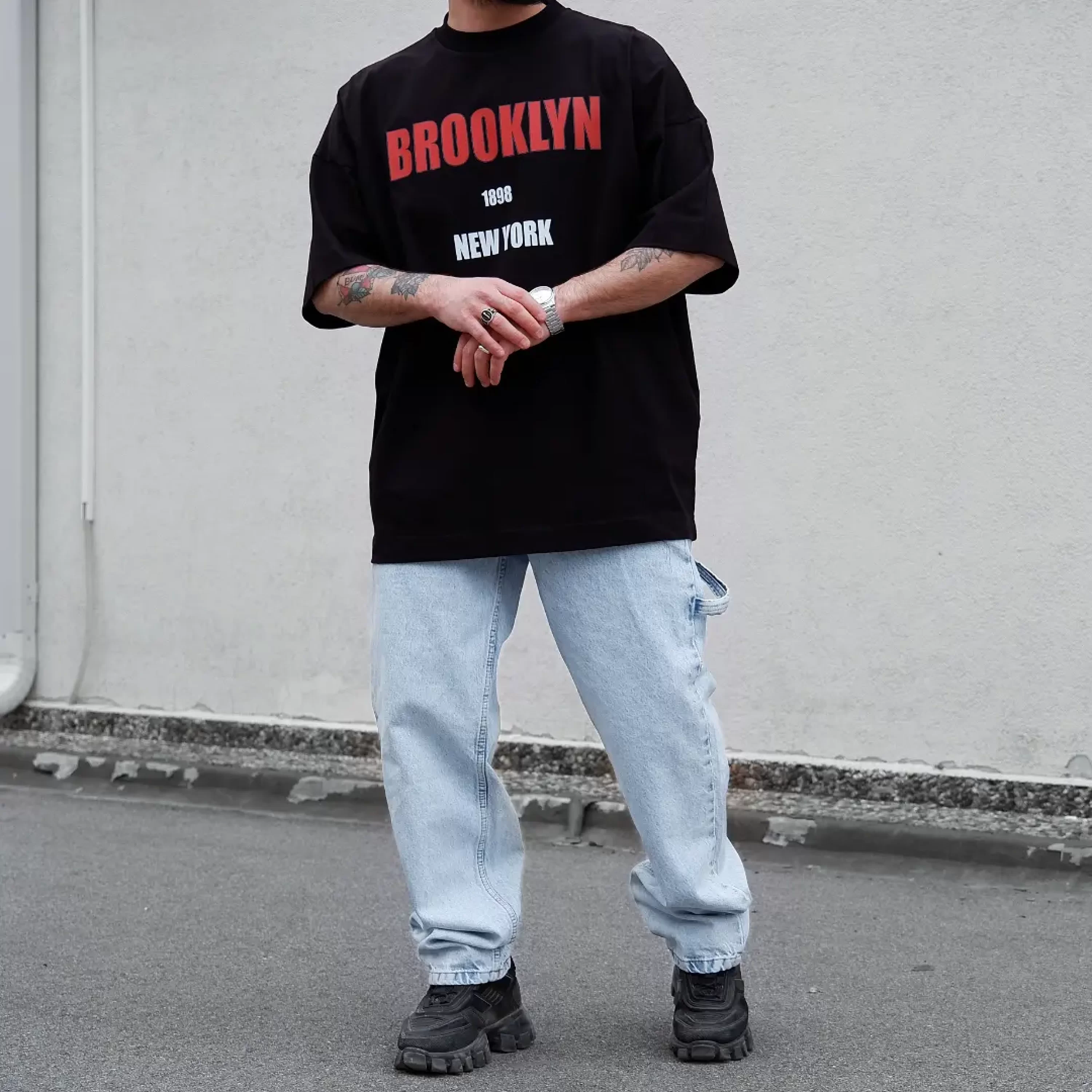 Brooklyn Siyah Extra Oversize Tshirt