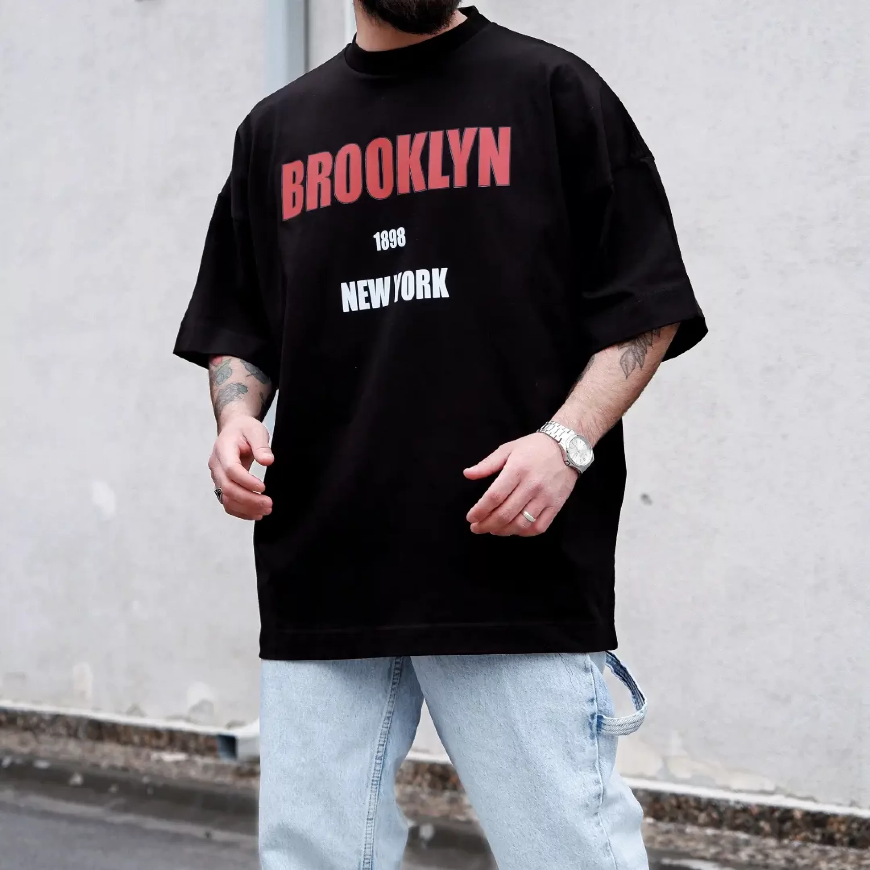 Brooklyn Siyah Extra Oversize Tshirt