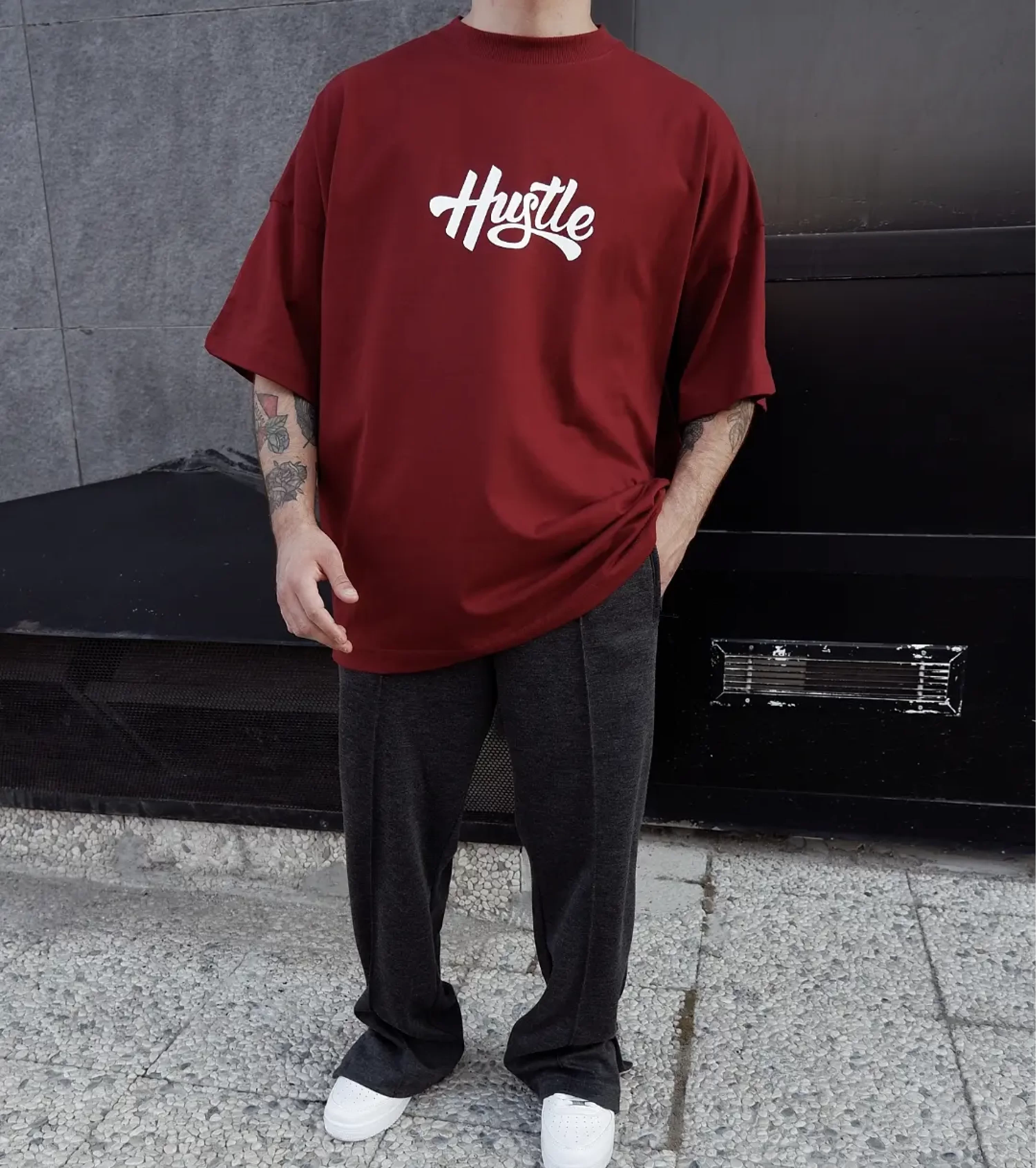 Hustle Bordo Extra Oversize Tshirt