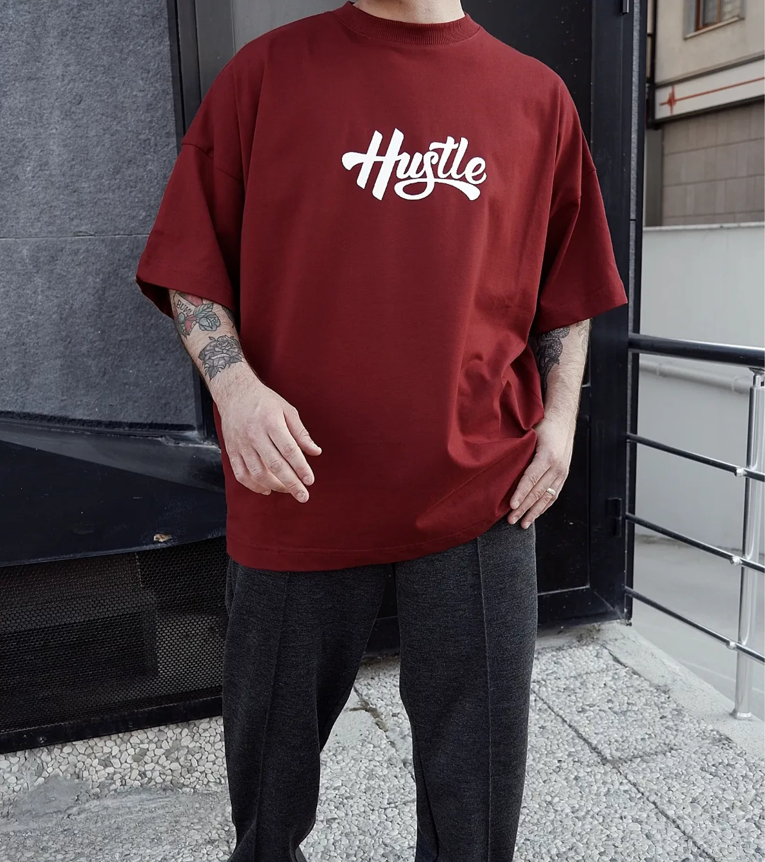 Hustle Bordo Extra Oversize Tshirt