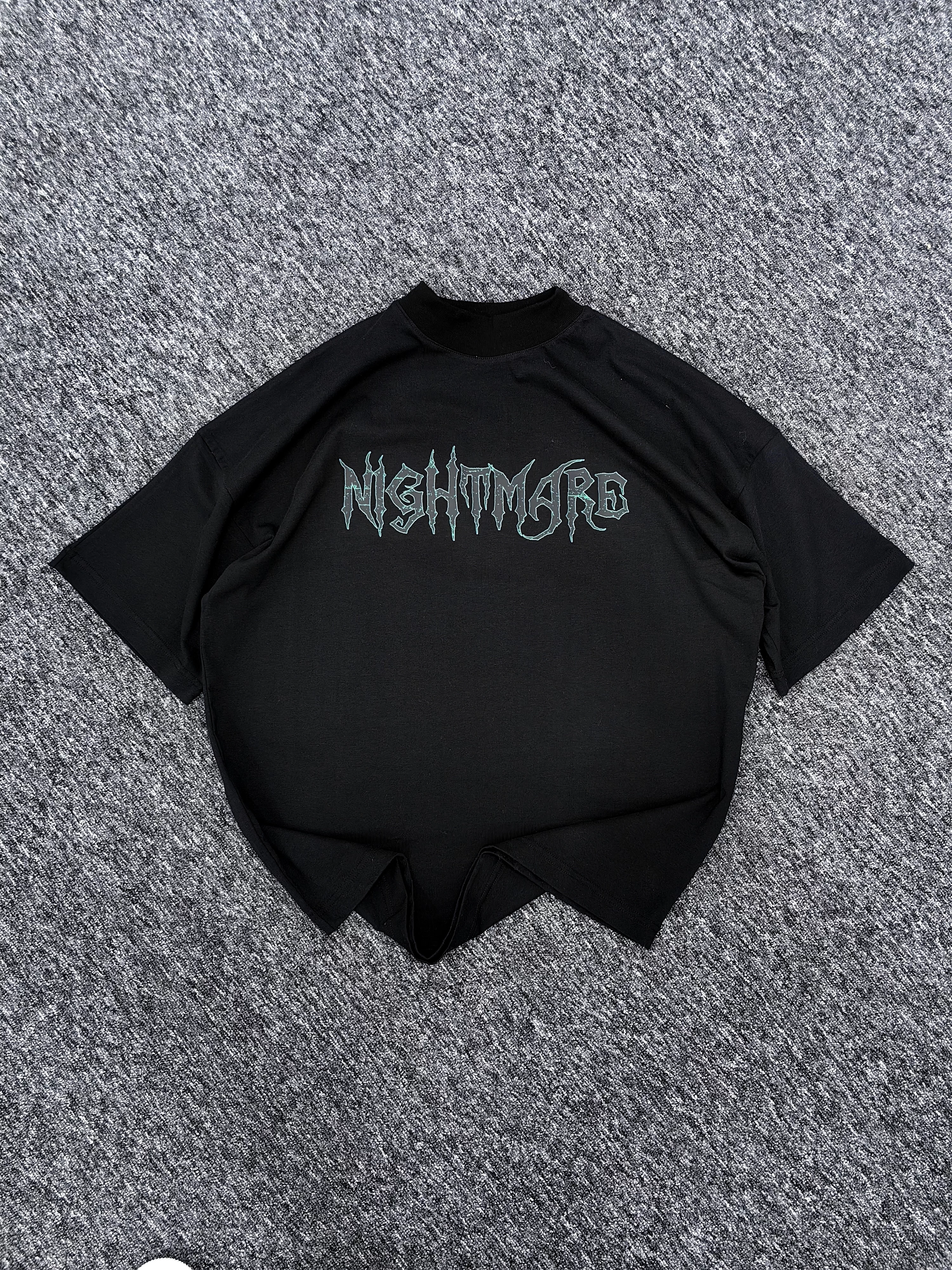 Nightmare Siyah Boğazlı Extra Oversize Tshirt