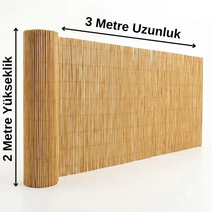Dekoratif Doğal Hasır Kamış Çit 200x300 cm - Bahçe ve Balkon Gizlilik Çiti