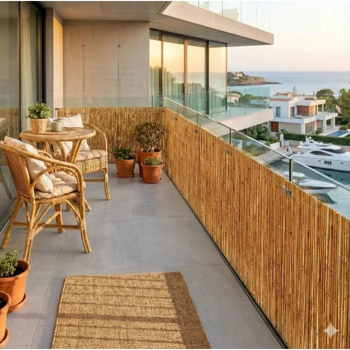 Doğal Hasır Kamış Çit - 1 Metre Yükseklik x 5 Metre Uzunluk (Bahçe ve Balkon Gölgelik)