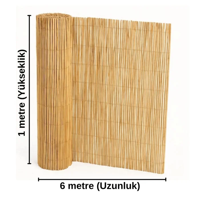 Doğal Hasır Kamış Çit - 1 Metre Yükseklik x 6 Metre Uzunluk