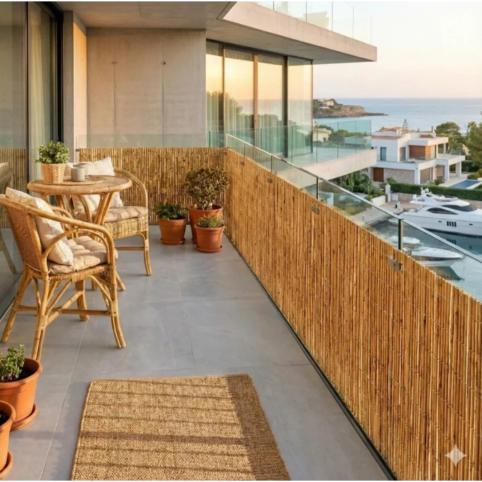 Doğal Hasır Kamış Çit 120x600 cm Bahçe ve Balkon Gizleme Çiti