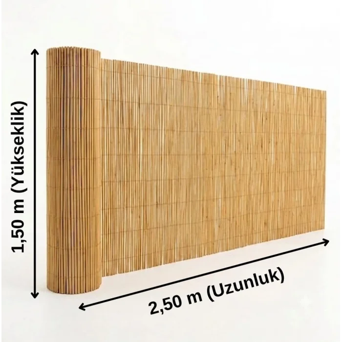 Doğal Hasır Kamış Çit - 1,50 Metre Yükseklik x 2,50 Metre Uzunluk (Bahçe ve Balkon Gölgelik)