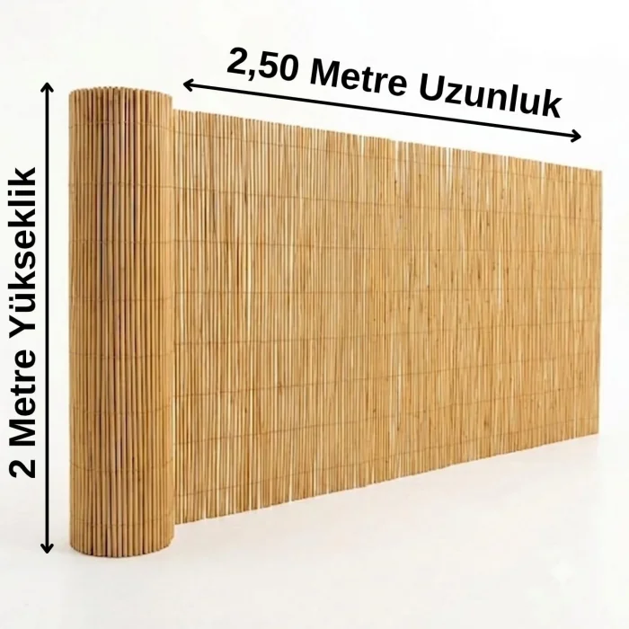 Doğal Hasır Kamış Çit 200x250 cm - Bahçe, Balkon ve Teras Gizlilik Çiti