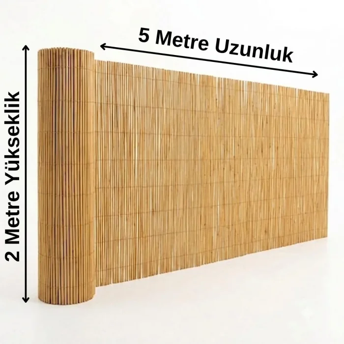 Doğal Hasır Kamış Çit 200x500 cm - Bahçe, Balkon ve Teras Gizlilik Çiti