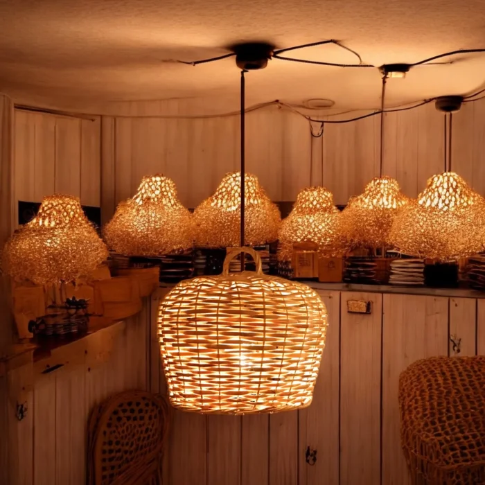 El Yapımı Hasır Yuvarlak Avize – 25 cm | Doğal ve Bohem Aydınlatma