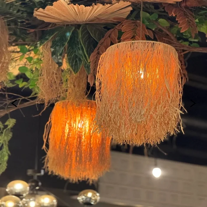 Hasır Doğal Saçaklı 28 Cm Dekoratif Rafya Avize