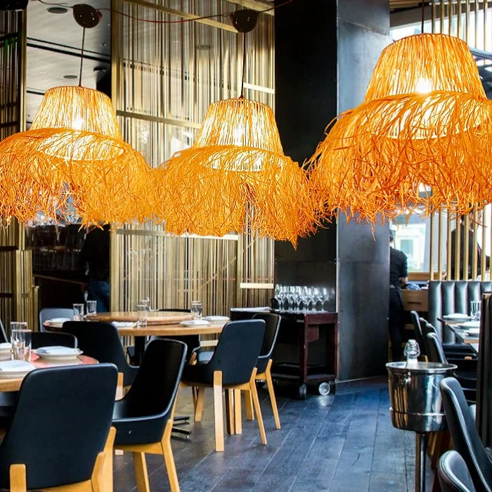 Hasır Doğal Saçaklı 30 Cm Çap Dekoratif Rafya Avize