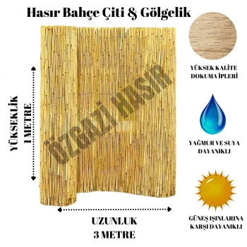 1 Metre X 3 Metre Hasır Bahçe Çiti Balkon Çiti Gölgelik ve Dekorasyon
