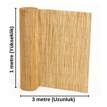 Doğal Hasır Kamış Çit - 1 Metre Yükseklik x 3 Metre Uzunluk (Bahçe ve Balkon Gölgelik)