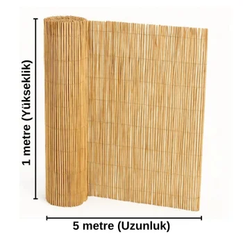 Doğal Hasır Kamış Çit - 1 Metre Yükseklik x 5 Metre Uzunluk (Bahçe ve Balkon Gölgelik)