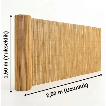 Doğal Hasır Kamış Çit - 1,50 Metre Yükseklik x 2,50 Metre Uzunluk (Bahçe ve Balkon Gölgelik)