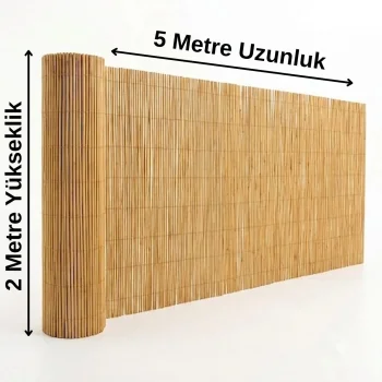 Doğal Hasır Kamış Çit 200x500 cm - Bahçe, Balkon ve Teras Gizlilik Çiti