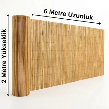 Doğal Hasır Kamış Çit 200x600 cm - Bahçe, Balkon ve Teras Gizlilik Çiti
