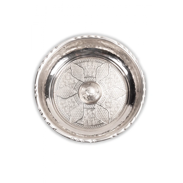 Coppergreat Bakır Baskı Desen Gümüş Renk Hamam Tası