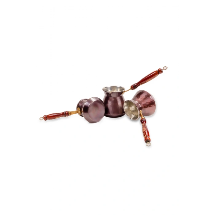 Coppergreat Bakır El Dövmesi Bronz Kahve Cezvesi Seti