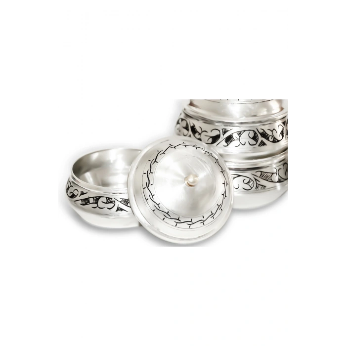 Coppergreat Bakır El İşi Beyaz Renk Uzay Mekiği Şekerlik Ve Baharatlık Seti