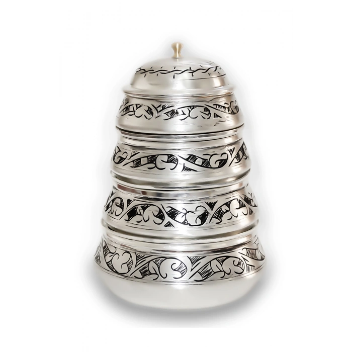 Coppergreat Bakır El İşi Beyaz Renk Uzay Mekiği Şekerlik Ve Baharatlık Seti