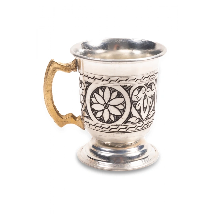 Coppergreat Bakır El İşi Wheel Mug Beyaz Renk Kupa