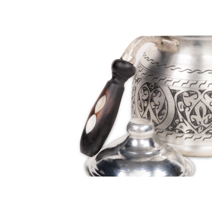 CopperGreat Bakır El Oyması Happyone Gri Renk Çaydanlık